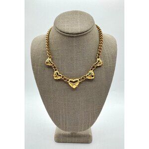 Vintage Monet Heart Necklace Gold Tone